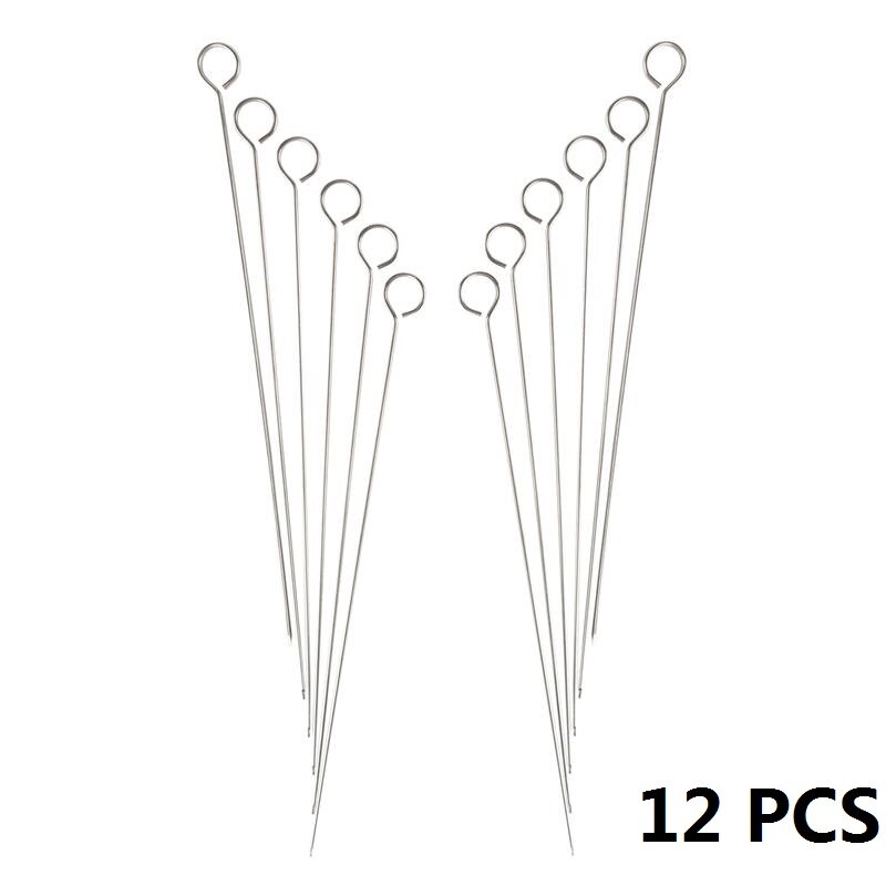 12.5'' 31.8cm Barbecue Sticks Metal BBQ Skewer Steel Flat BBQ Kebab Skewers Ring Handle Food Stickers BBQ Accessories 6/10/12pcs: 12 Pieces