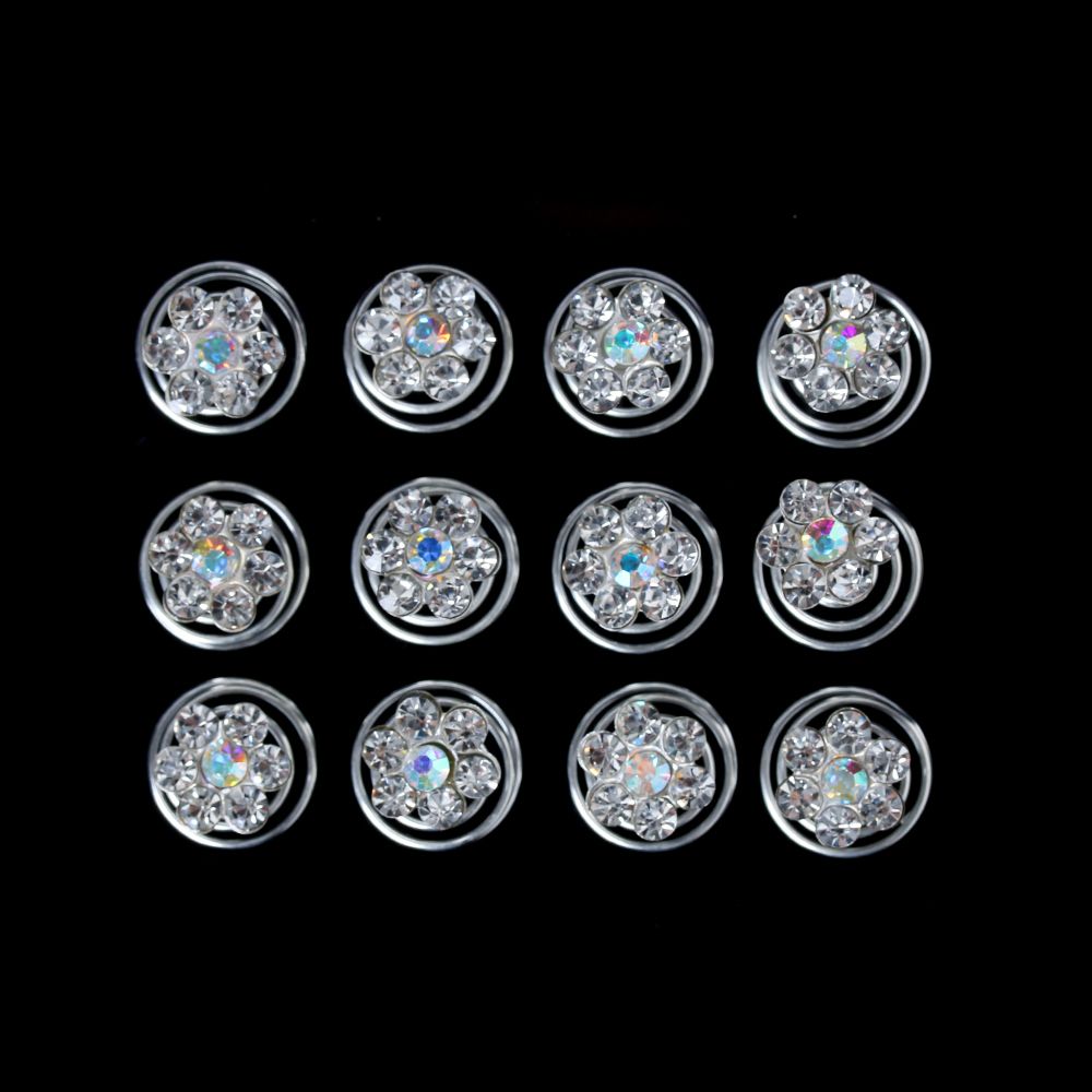 12 stuks strass haaraccessoires bruidshoofdtooi spiraalvormige clips haarspelden hoofddeksel: Roze