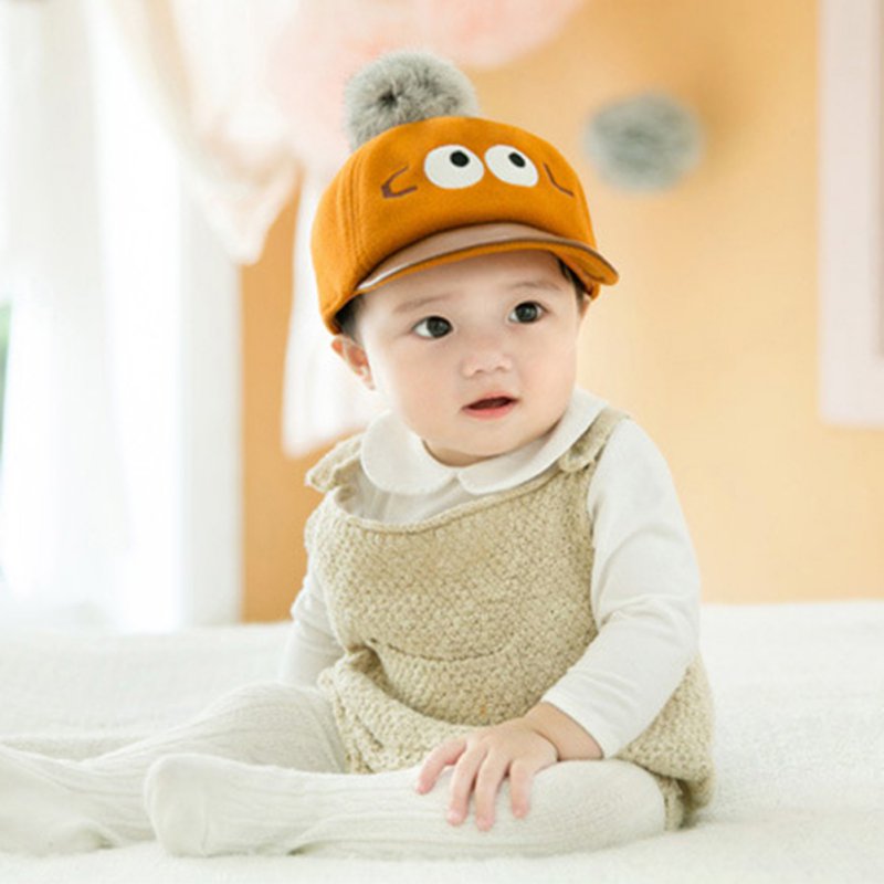 Baby peuter jongen meisje pet snapback pet pet met klep schattige oog bedrukte bontbal baseball pet 6-24m