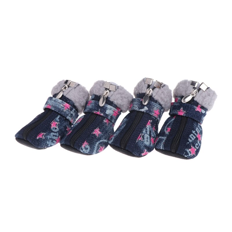 Laten Huisdier Schoenen Huisdier Honden Puppy Laarzen Denim Warm Sneeuw Winter Mooie Anti Slip Rits Casual Pet levert