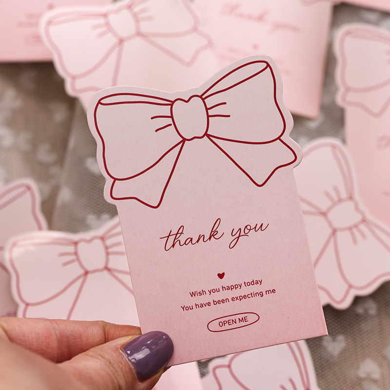 10-30 Uds. Pegatinas de agradecimiento con lazo rosa para paquete, etiquetas adhesivas decorativas para caja de , artículos para hornear, paquete comercial