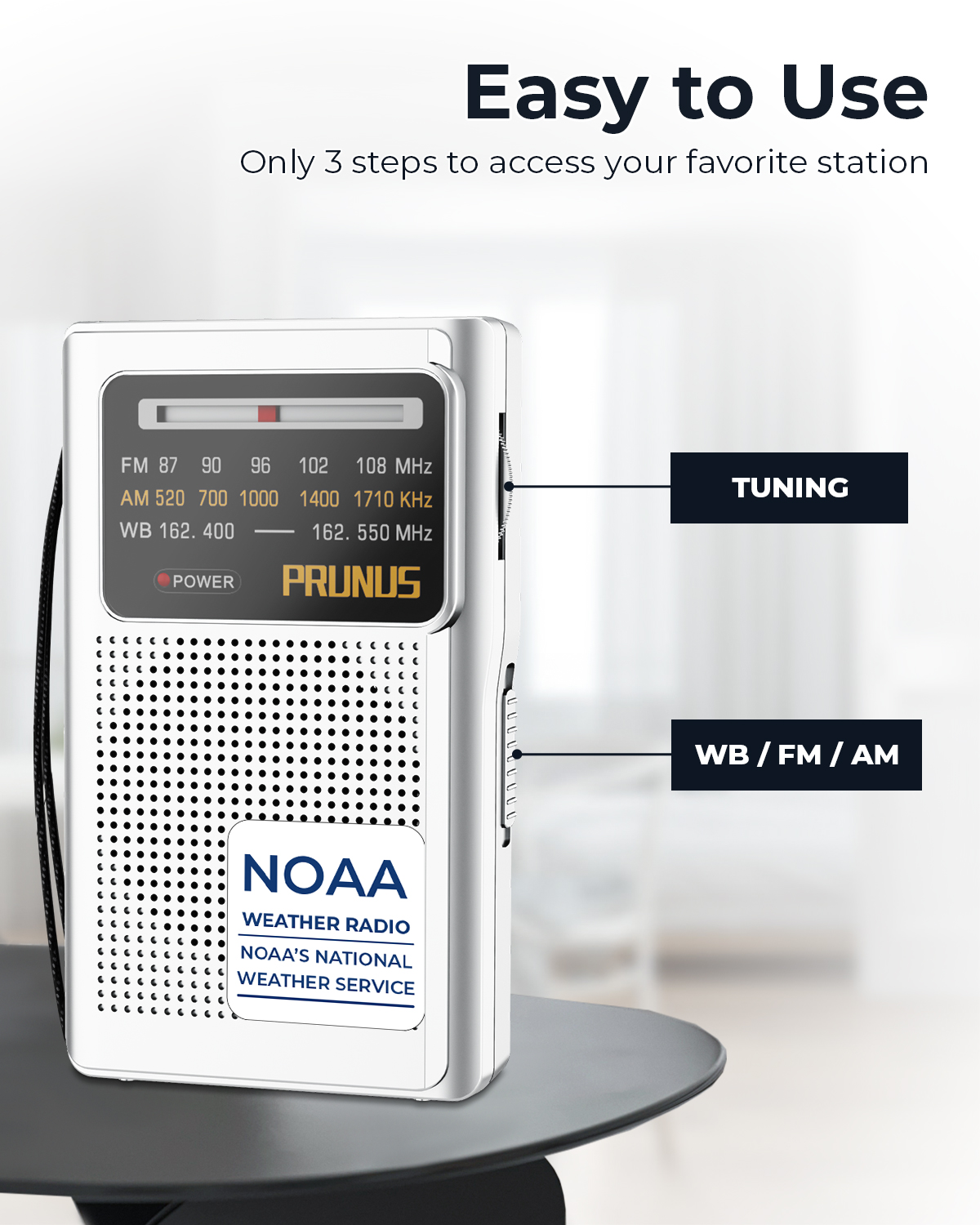 FM AM NOAA Notfall-Taschenradio, tragbares Wetterradio mit Wetterwarnung, Wecker, automatische Sucheskanäle, Mini-Handradio