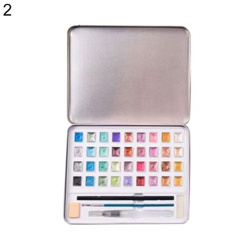 Ensemble de peinture pigmentée aquarelle à paillettes nacrées 12/36/48 couleur avec boîte en fer: 2
