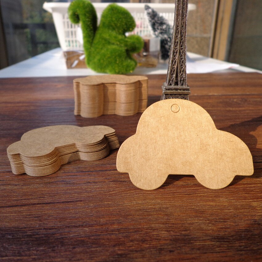 50 stk bil kraft blank part kraft pap tags bryllup favor papir tags pris label fest hænge tags 6 x 5cm