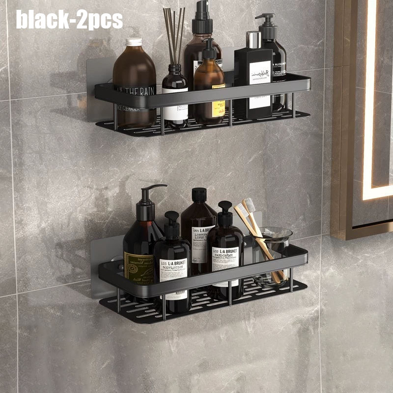 1-3pcs Bathroom Shelf Kitchen Storage Organizer Aluminum Alloy Shampoo Rack Shower Shelf Bathroom Accessories No Drill Shelf: Yellow