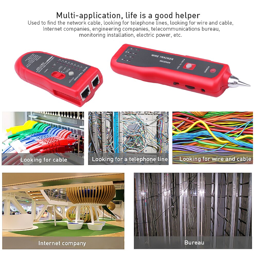 LAN Network Cable Tester Cat5 Cat6 RJ45 UTP STP Detector Line Finder Telephone Wire Tracker Tracer Diagnose Tone Tool Kit