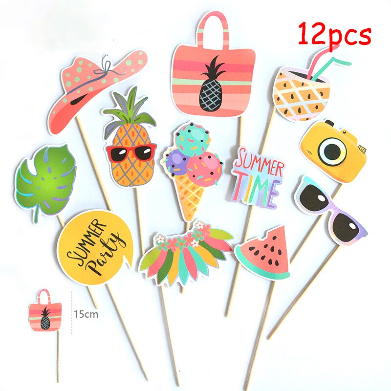 12Pcs/set Birthday Photo Props Cartoon Animal Wreath Love Photobooth Props Birthday Decoration Summer Party Supplies: Summer Party