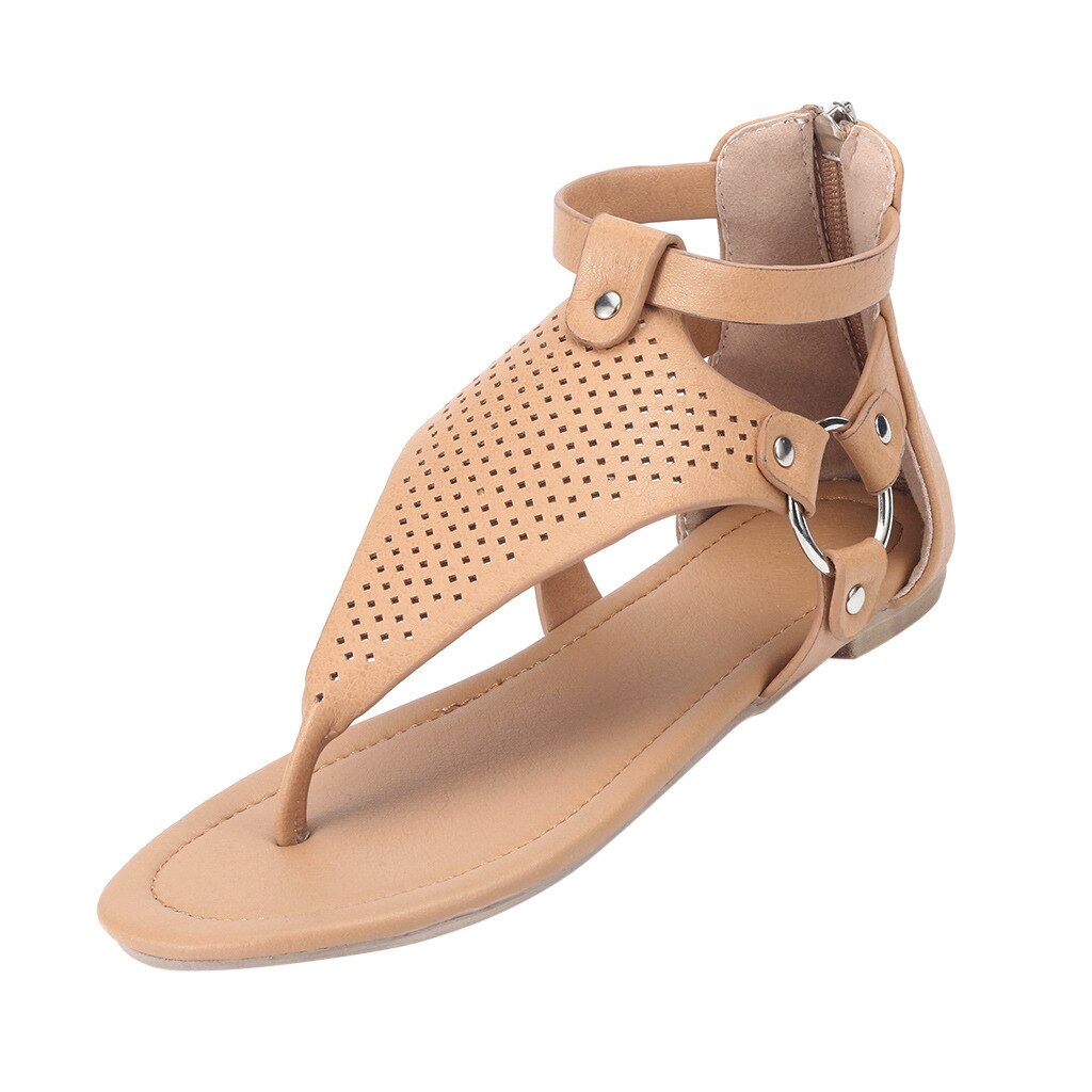Women Sandals Women Summer Sandals Plus Size 43 Flat Sandals Female Flip Flop Casual Beach Shoes Ladies Gladiator: Brown / 6