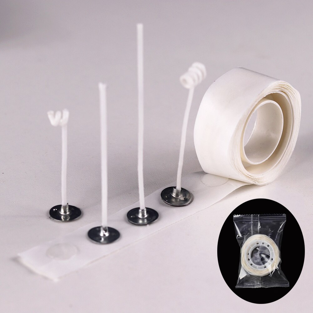 Mecha para velas sin humo de 8-20 Cm, mecha de algodón preencerada 100 de con pieza de soporte de Metal, herramientas para hacer velas hechas a mano DIY