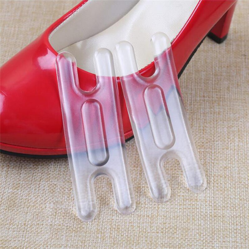Protector de silicona para el talón para mujer, pegatina gruesa para el dolor del talón, antifricción, tira de forro, plantillas para zapatos de tacón alto: Transparente