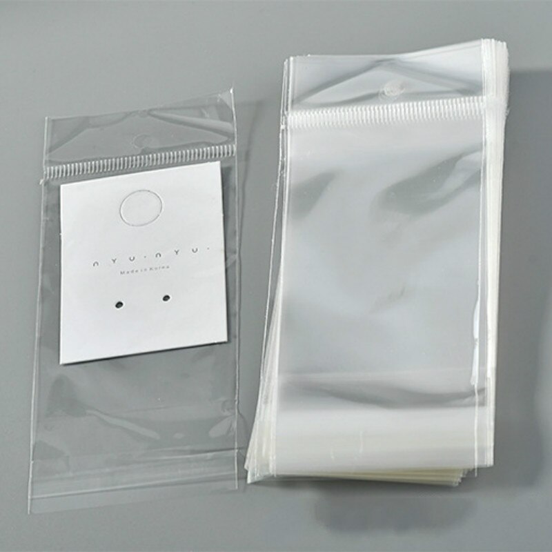 100pcs Jewelry Display Card Blank White Paper Cardboard Necklace Bracelet Earring Holder Packaging Cards Plastic Bag: 6(14x6cm)bag