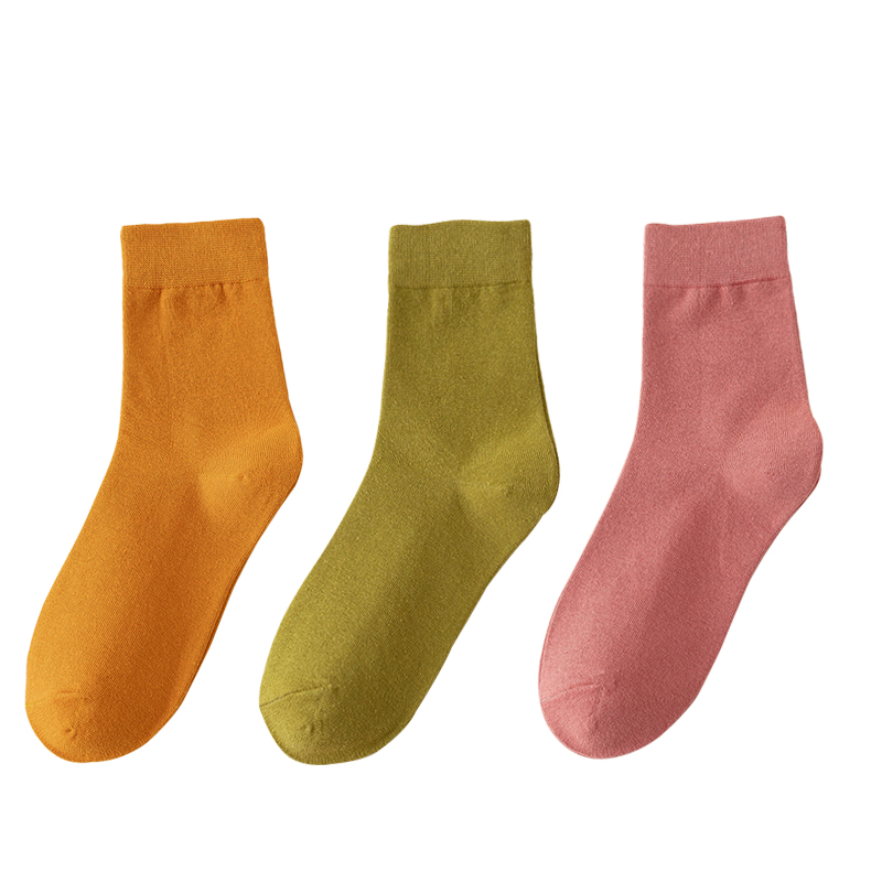 Calcetines Mujer Algodón Color Sólido Otoño Primavera Suave Transpirable: Castaño