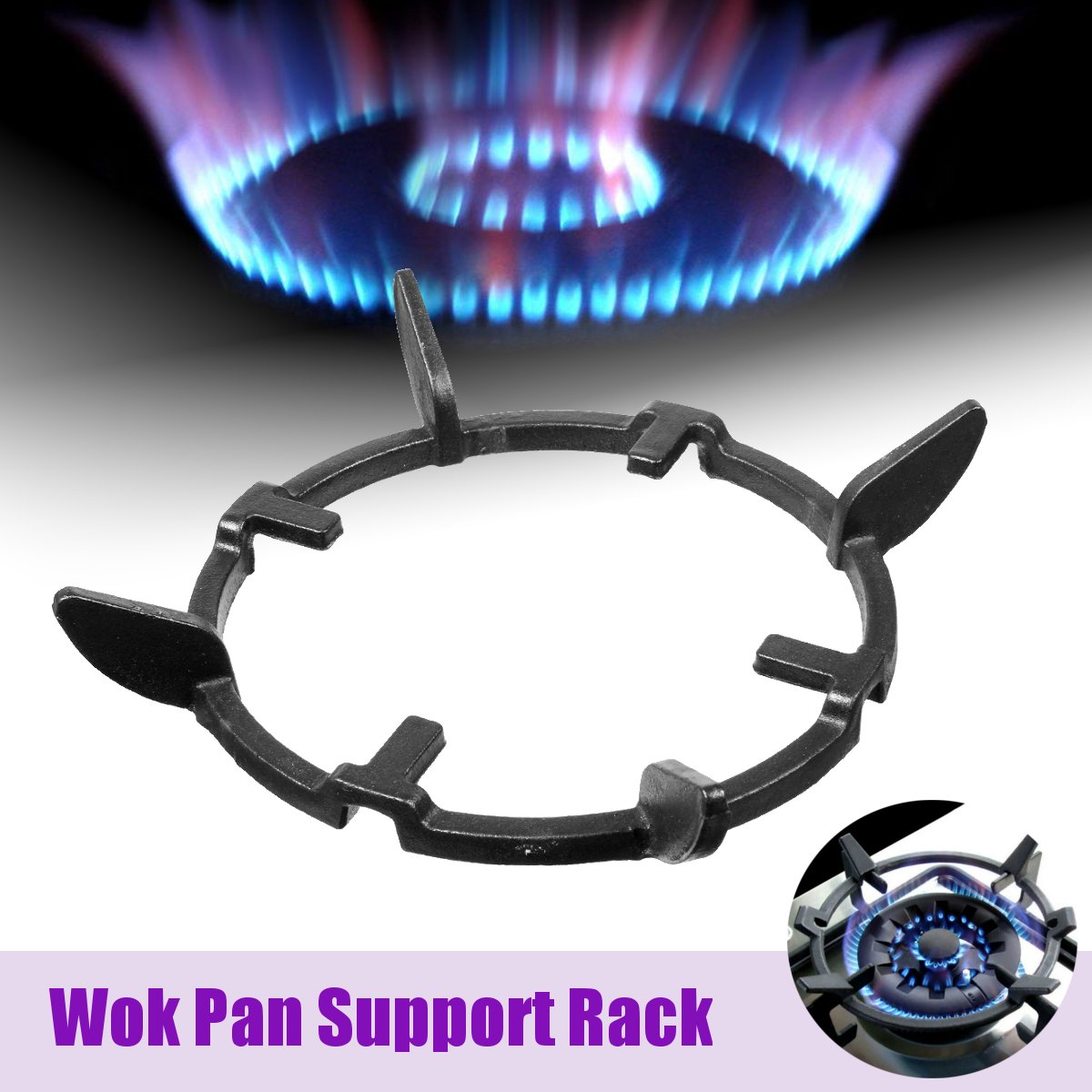 1pc wok stativer støbejern wok pan stativ support rack til brændere gaskogeplader komfurer komfurer køkkenudstyr leverer værktøj tilbehør