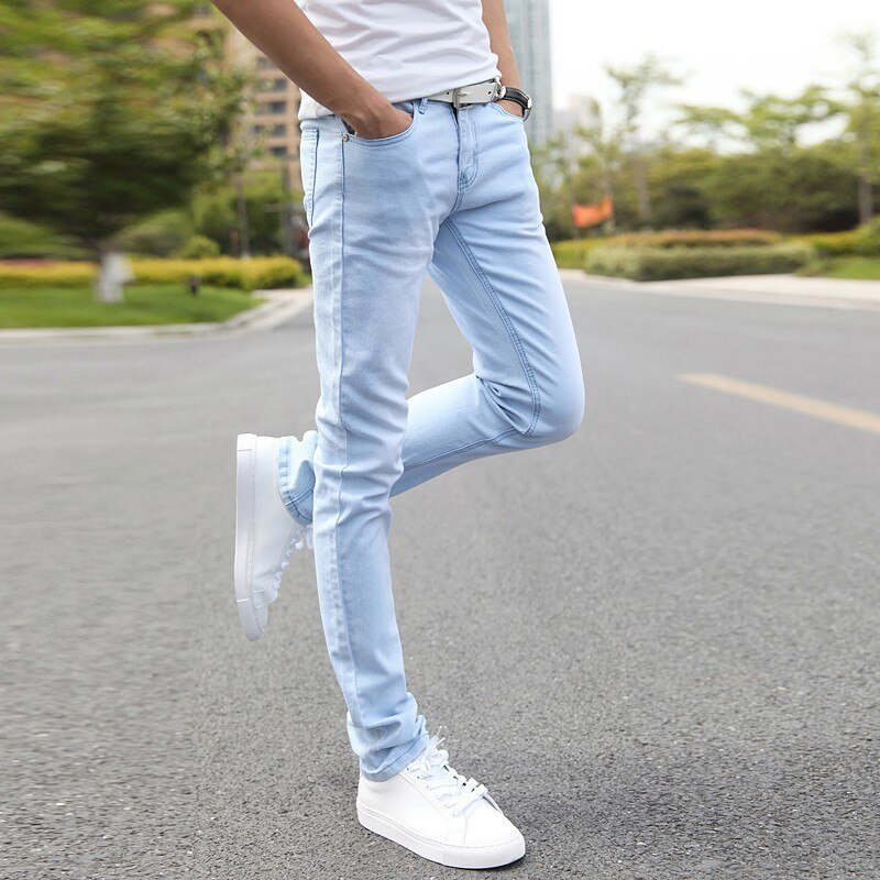 Heren stretch skinny jeans herenmerk super elastische rechte broek jeans slim fit denim jeans voor heren