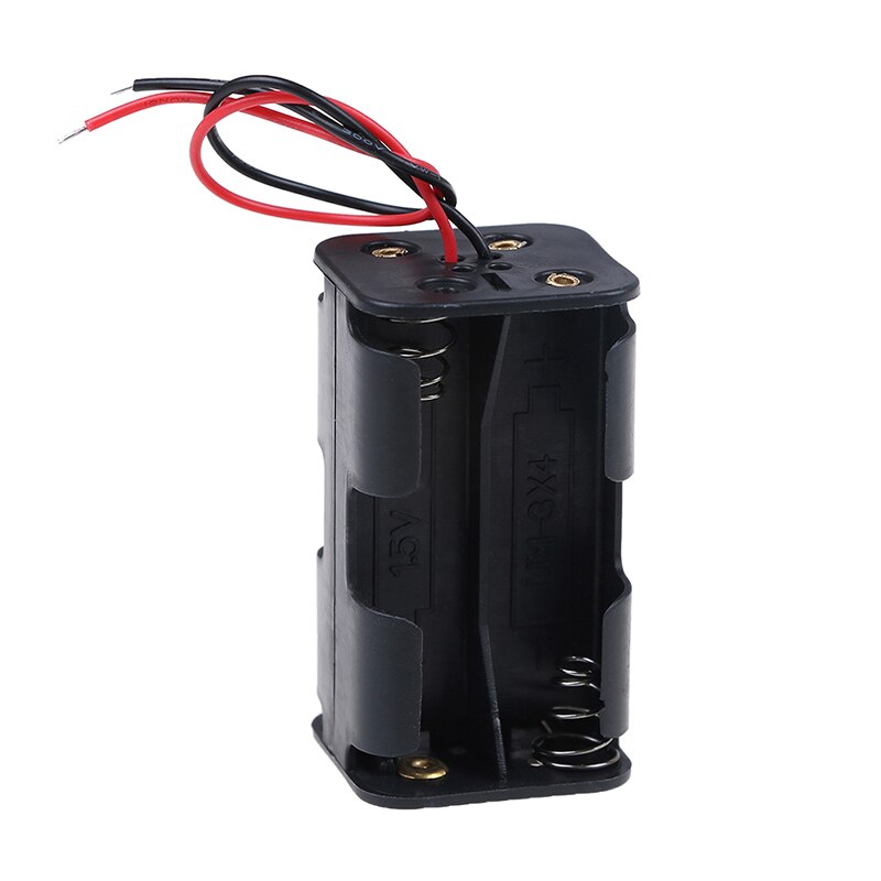 2 stk sortere plast batteriholder koffert med kablet til 4 x aa batterier