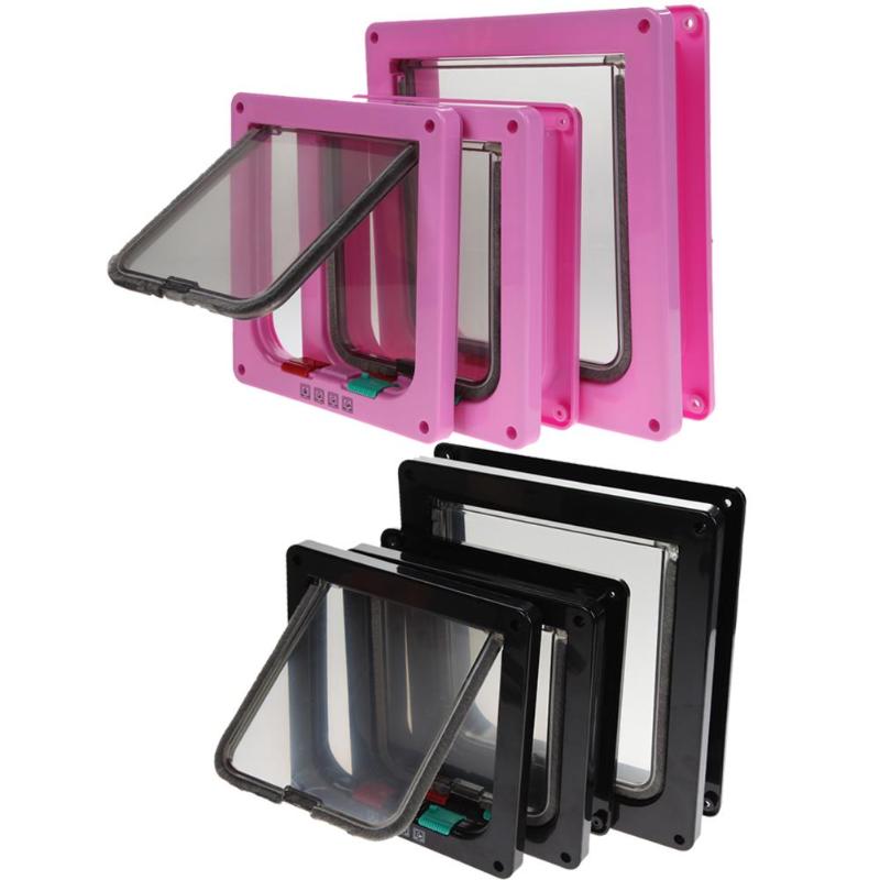3 Size 4 Way Pet Cat Puppy Dog Supplies Lock Lockable Safe Flap Door