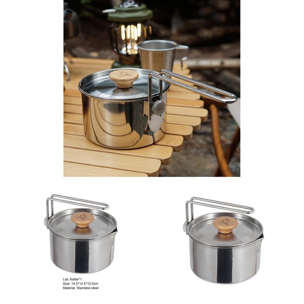 Hervidor de agua de acero inoxidable para Picnic, tetera Flexible de flujo suave, duradera, 1L, resistente a la corrosión, para acampar y viajar