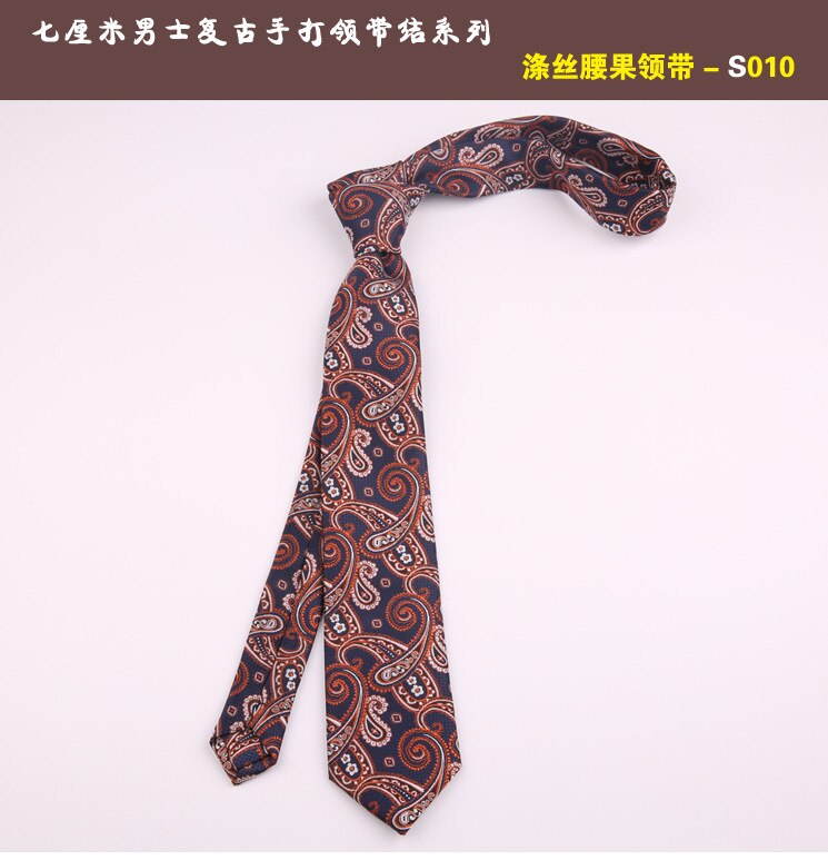 7cm cravates décontracté pour hommes Cravate maigre Polyester Vintage cajou fleur Cravate affaires chemise mince accessoires Cravate: 010