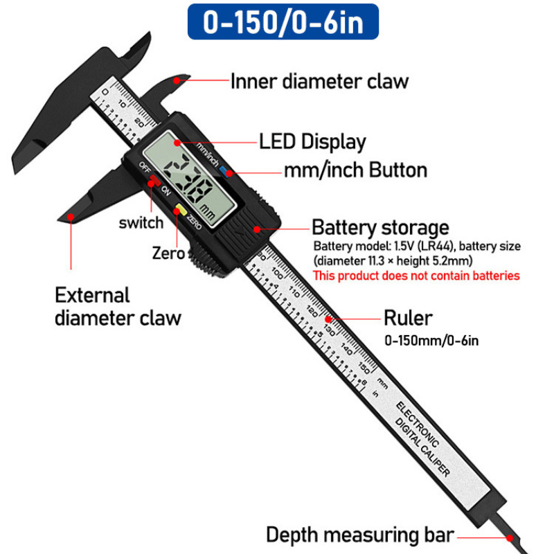 3-piece Set Digital Caliper Level and Angle Ruler Height Ruler Depth Ruler Multi-function Measuring Tool Woodworking Tool: Digital caliper