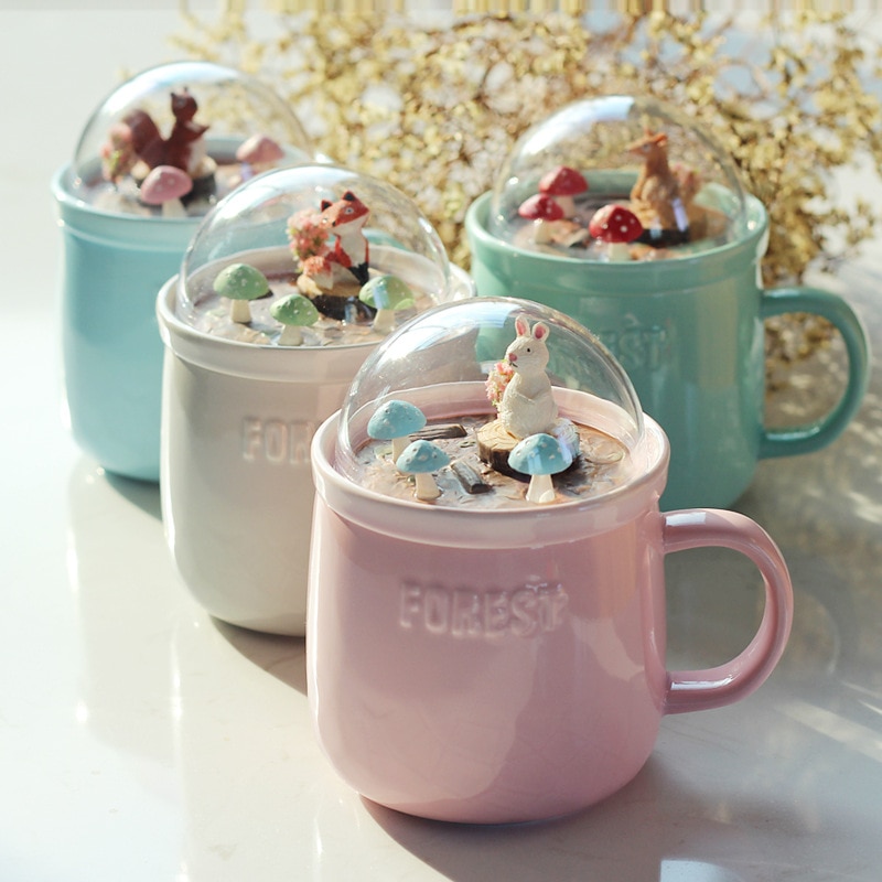 Creatieve Bos Dier Micro Landschap Mok Pot Melk Thee Koffie Mok Hoge Capaciteit Kantoor Keramische Kopjes Schoonheid 400ml