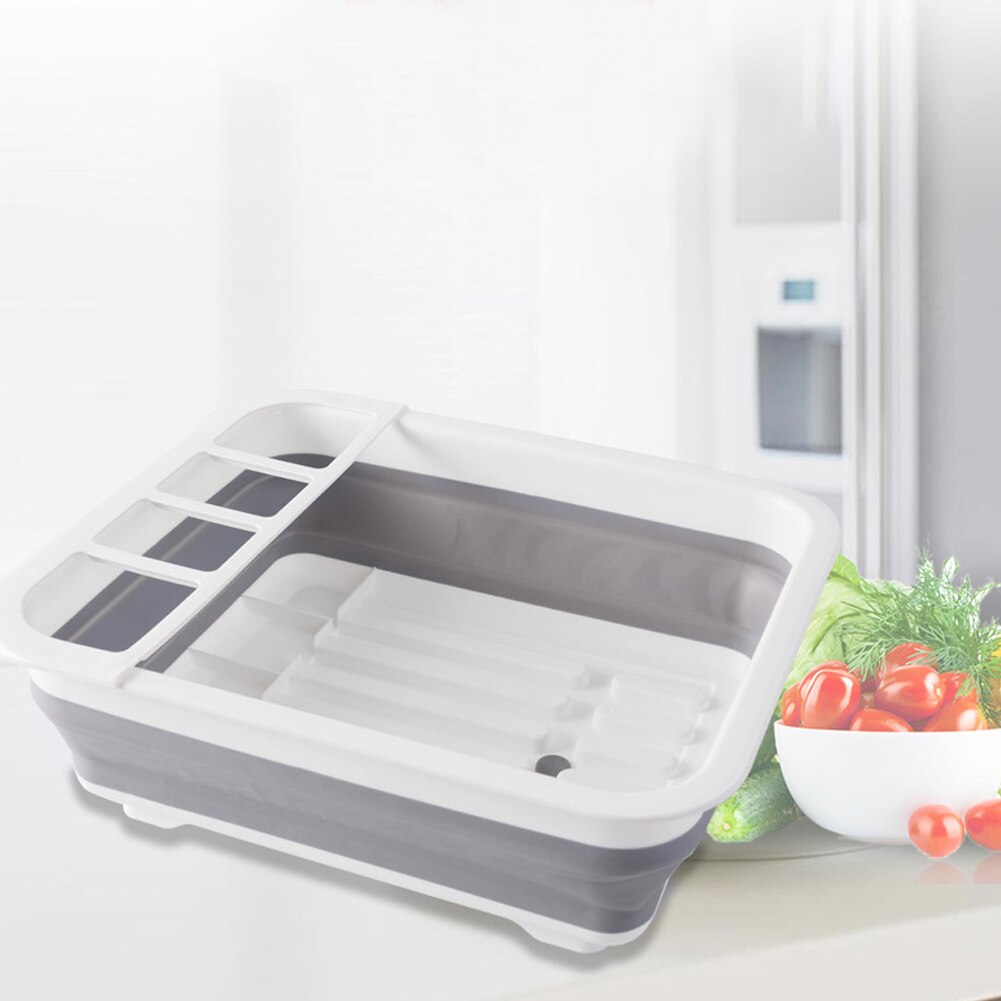 Collapsible Dish Drainer Folding Drain Bowl Rack Dish Rack Cutlery Storage Box Collapsible Dish Drainer Cutlery Stand Cup Holder