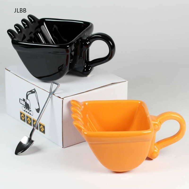 340Ml Grappige Mokken Graafmachine Emmer Model Koffie Mokken Voor Dessert Keramische Mok Cups Voor Koffie Beste Canecas cake Cup