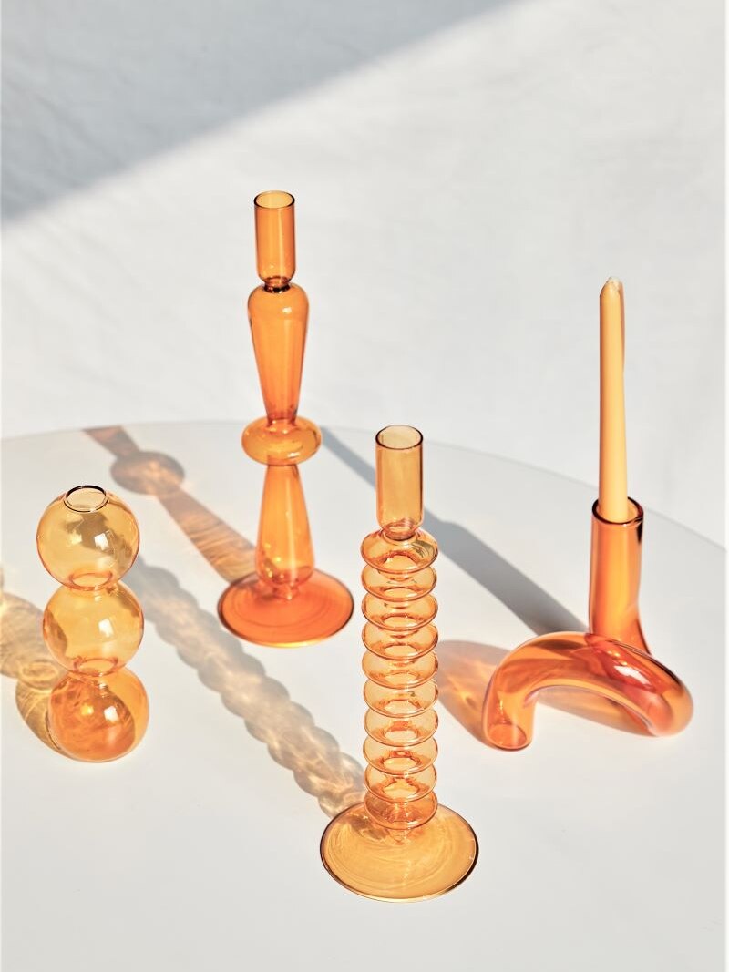 Nordic Oranje Glas Taper Kaarshouder Home Decor Wedding Party Diner Bij Kaarslicht Decoratie Woonkamer Kandelaar