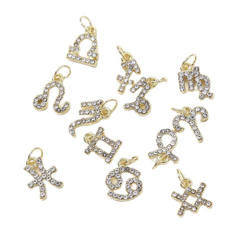 12 Personal Zodiac Nail Piercing Charm Star Sign Trendy Dangle Pendants Constellation Hoop Unique Heart Nail Pendants Charm 10pc