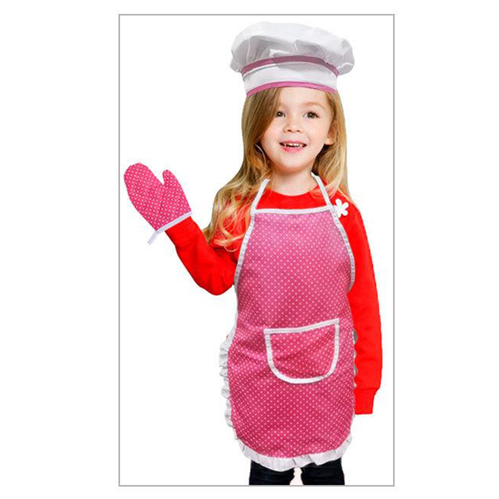 Kokkesæt til børn ,4 stk madlavningssæt til drenge piger toddler rollespil kok kostume med forklæde, kok hat, ovn mitt pad