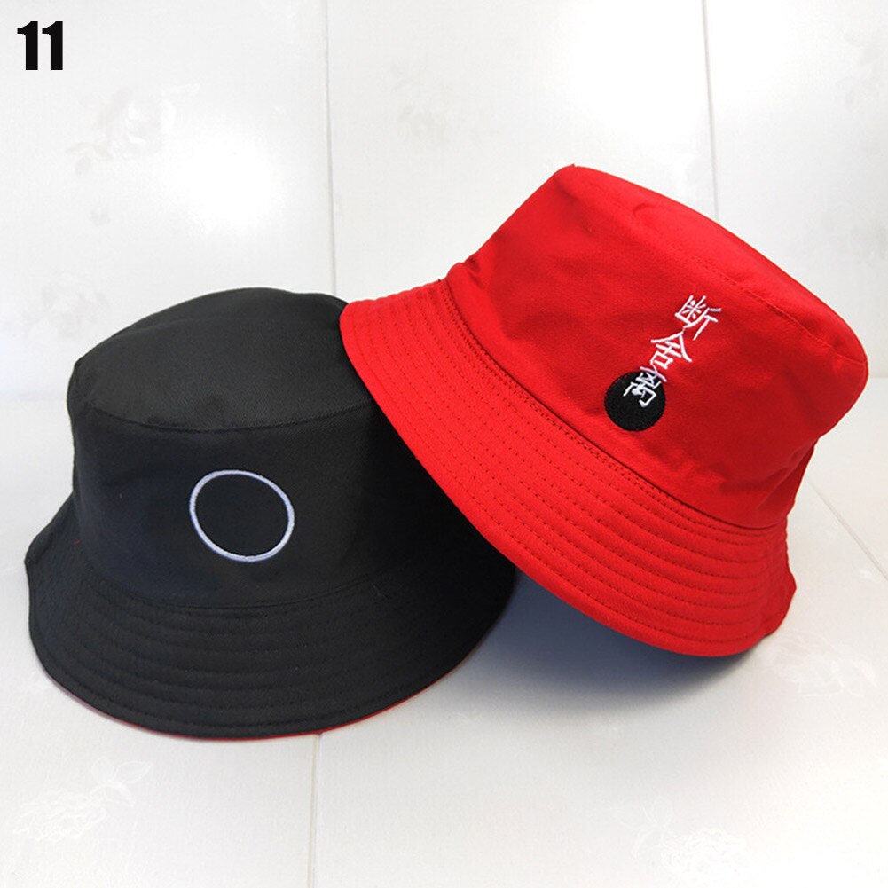 Hoed zomer student dubbelzijdige pet vissershoed chinese borduurwerk zonnehoeden opvouwbaar katoen: 11