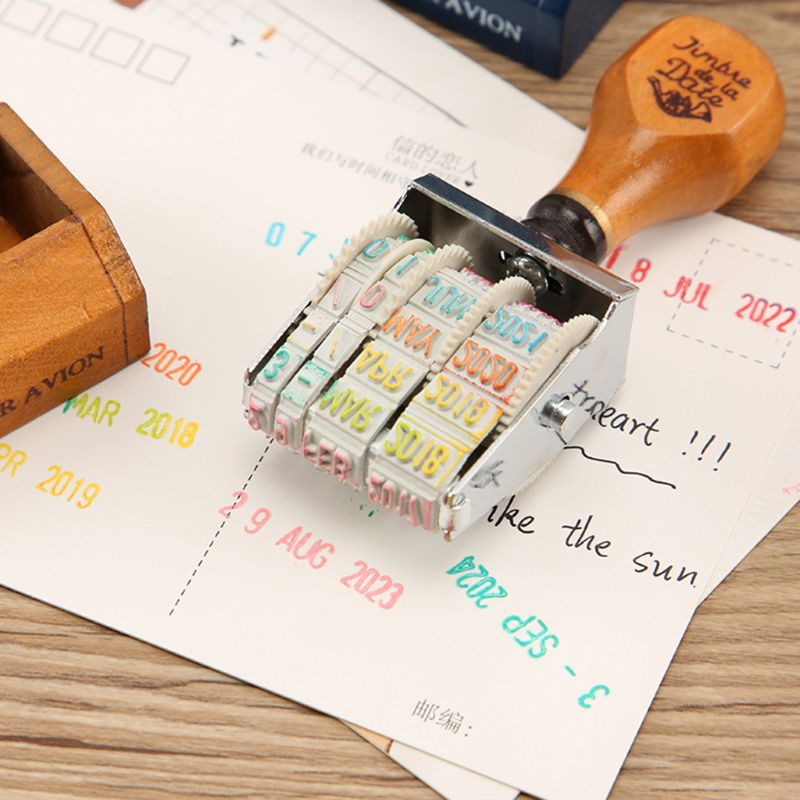 Tre dato stempel til diy scrapbooking håndverk dekor rullende hjul årgang forsyning