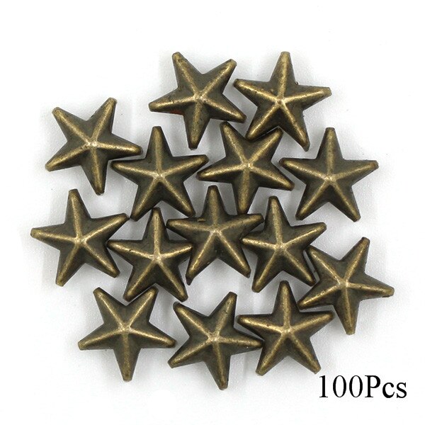 100Pcs Star Vorm Klinknagels Sliver Metalen 5 Klauwen Studs Ambachten Diy Voor Lederen 10 Mm Studs En Spikes Voor kleding Punk Accessoires: Bronze