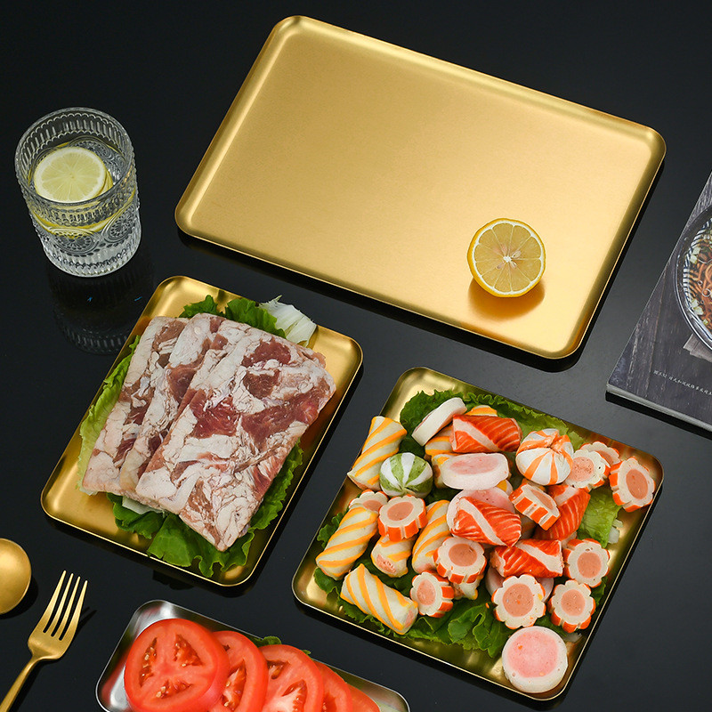 Bandeja de repostería poco profunda de acero inoxidable, platos de almacenamiento de alimentos para frutas, platos antiadherentes, sartén para pasteles, utensilios de cocina para Cocina