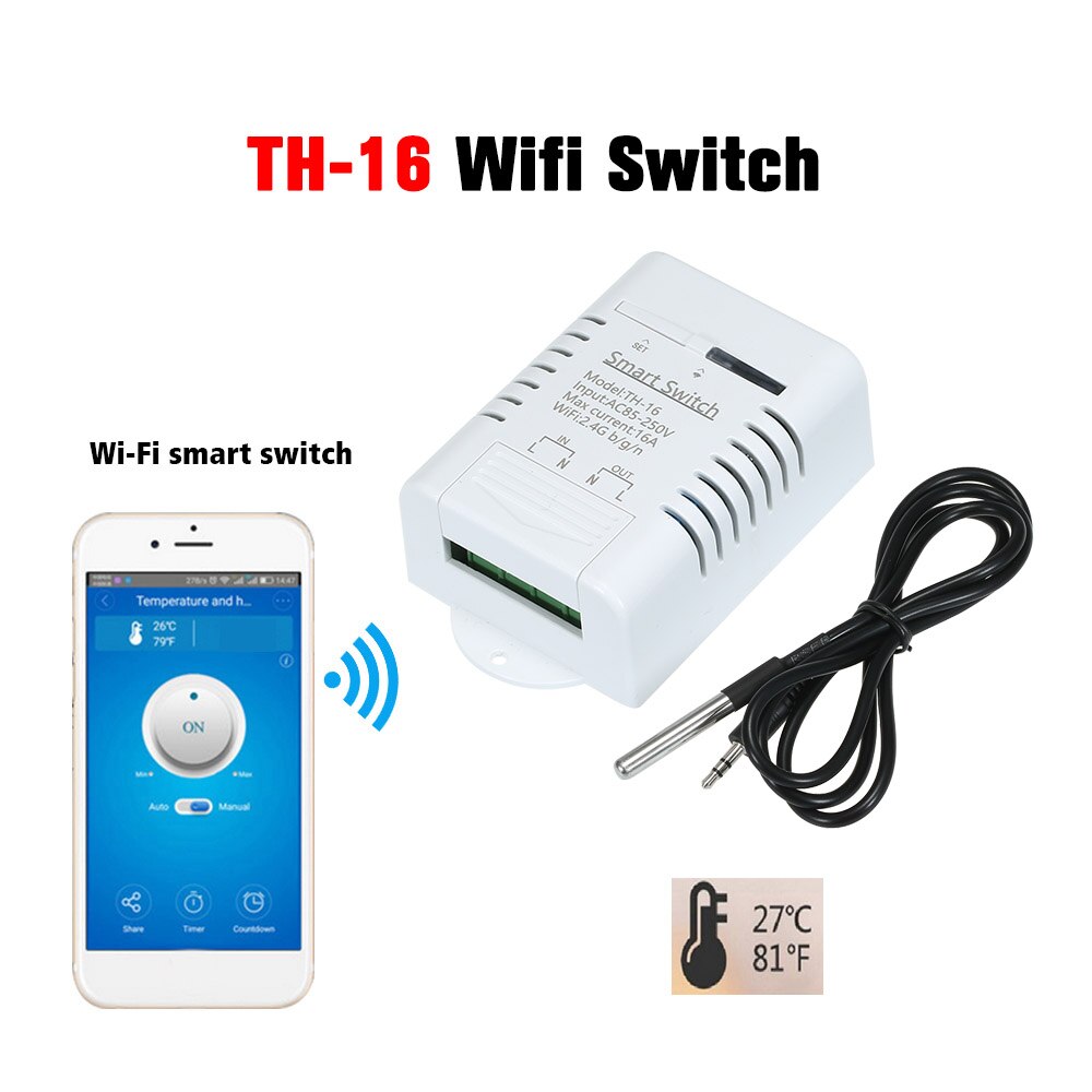 Smart Wifi Switch EWeLink 3500W Monitoring Temperature Wireless Home Automation Kit with Waterproof DS18B20 Temperature Sensor