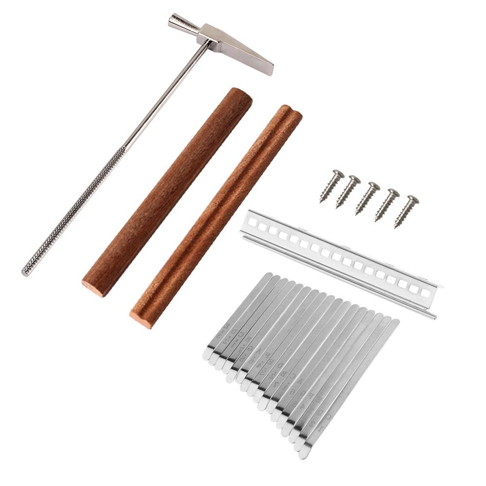 17 Keys Kalimba DIY Steel Keys Wood Bridge Steel Tuning Hammer Kit Thumb Piano Musical Instrument Part Accessories