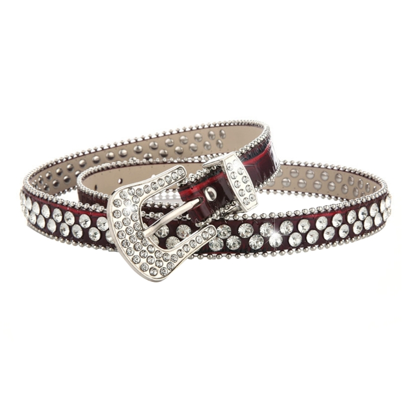 Cinturones góticos de diamantes de imitación para mujer, PU correa de cuero, cinturones de diamantes de imitación, vaquero occidental Y2K para niñas, cinturón de para Jeans, DXAA