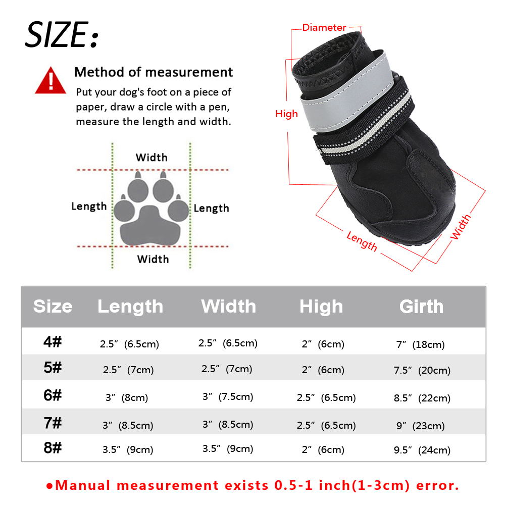 Dog Shoes Socks For Medium Large Dogs Pitbull Waterproof Winter Pet Shoes Warm Non-slip Big Dog Boots Snow Rain Booties Footwear