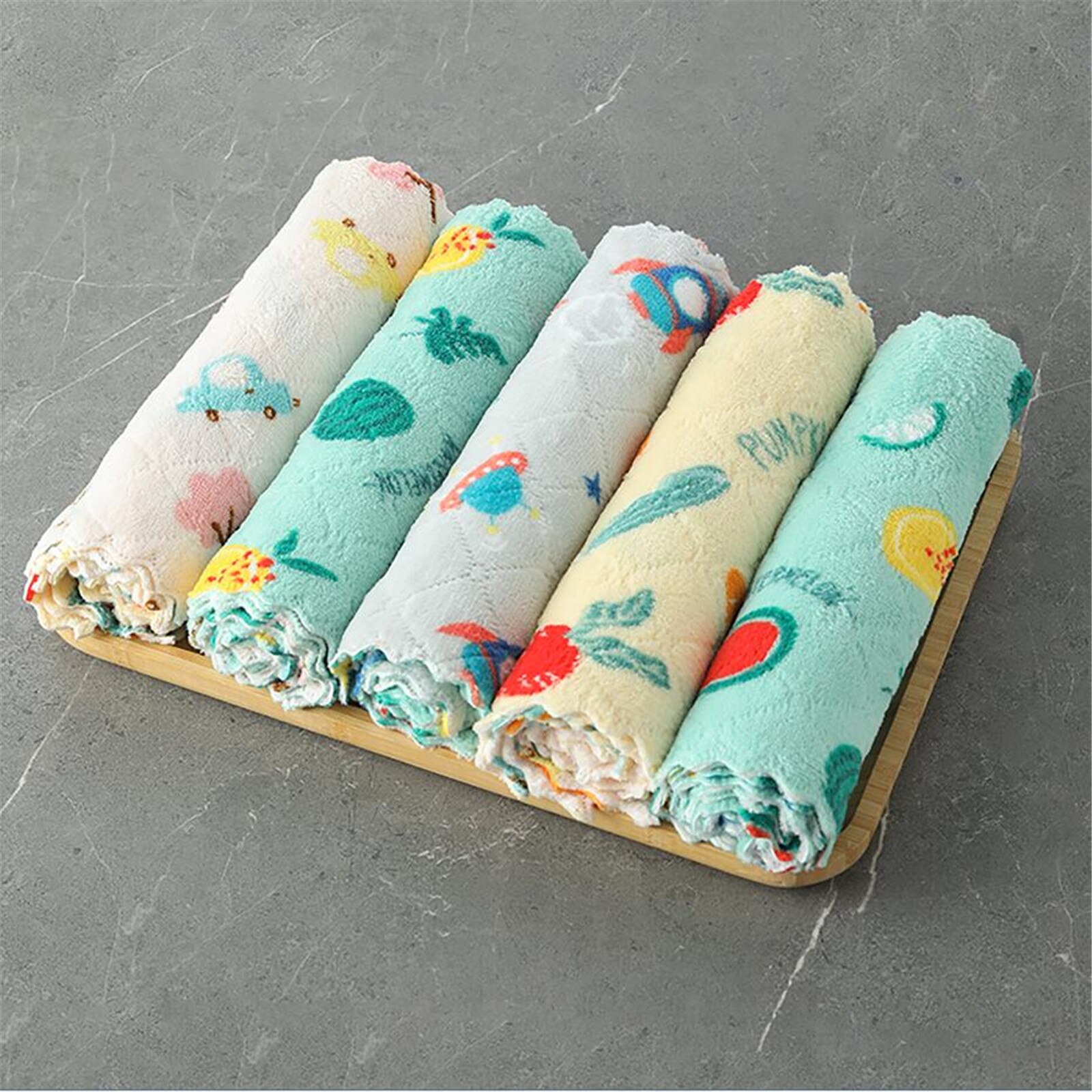 Chiffon de nettoyage multi-usages, chiffon imprimé Double face, dessin animé, serviette à vaisselle, molleton de corail, élimine les taches, outils de nettoyage de cuisine