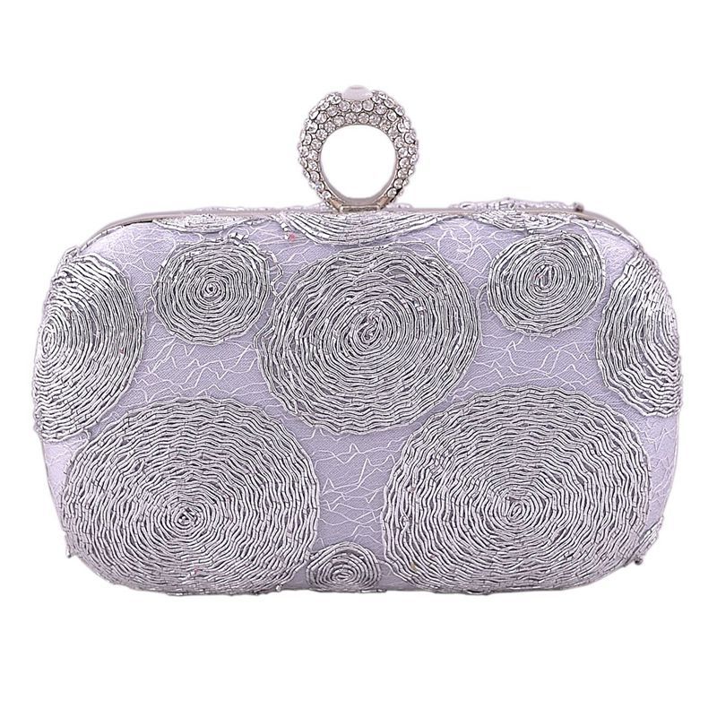 Mini punk clutch taske håndværk sort sølv stål vævning paisley clutch håndtaske udførelse dame aftentasker