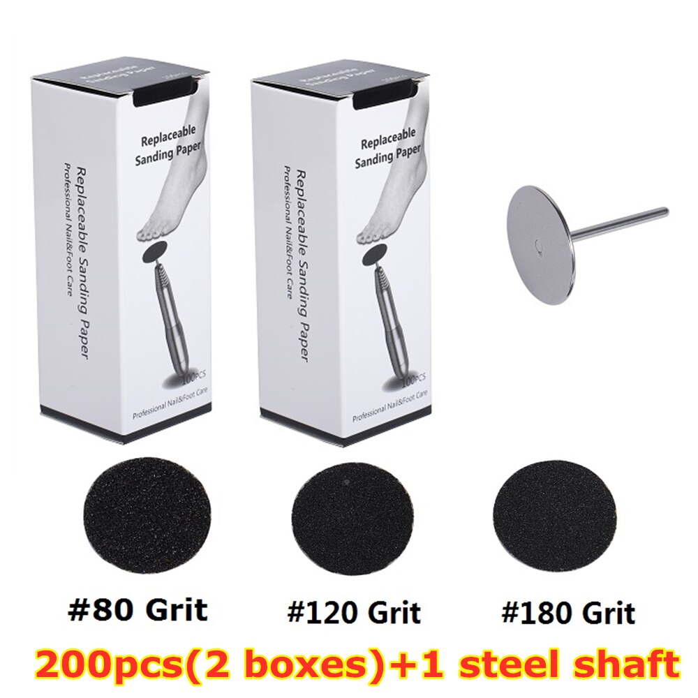 Set de lija reemplazable de 200 Uds., disco de cutícula, callos, herramienta de eliminación de callo, Lima de pie eléctrica, callo duro, elimina piel muerta, herramienta de pedicura