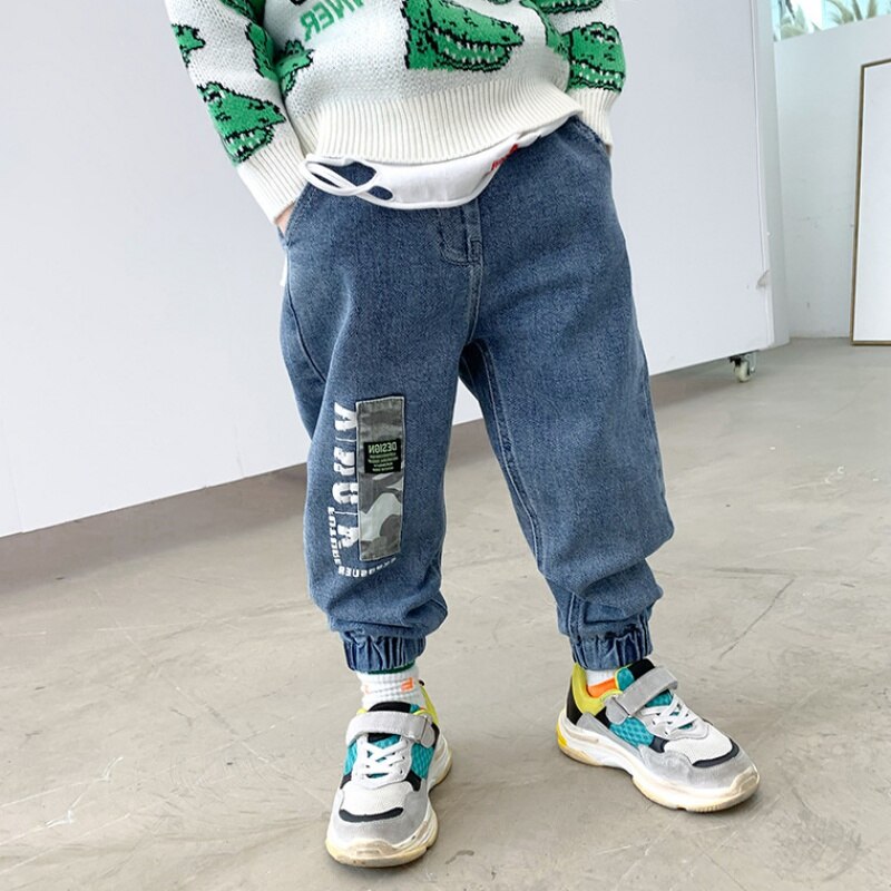 Autumn Kids Jeans Elastic Waist Stretch Denim Pants Big Children Spring Clothing 3 To 14 Years Virgin Korean Pants Feet