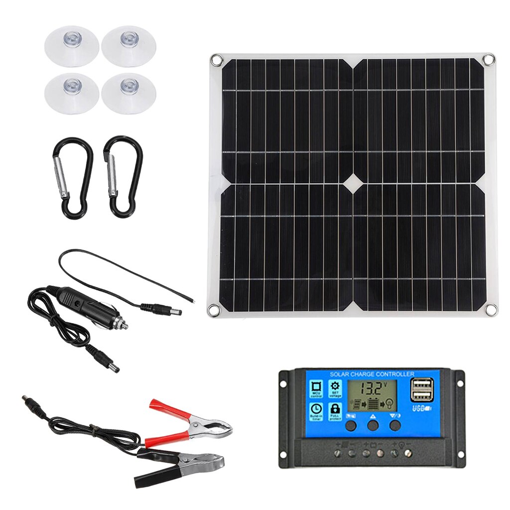 100W Solar- Tafel Bausatz Komplette Tafel Solarzelle Batterie Ladegerät Energie System Generator Smartphone HäNutzer Auto Stiefel Camping