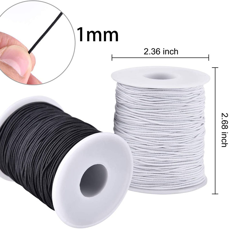 Cuerda elástica fuerte de 1/2/3/4/5/6MM, cuerda de goma elástica de blanca y negra, artesanía de costura para accesorios de costura DIY