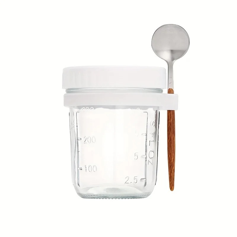 Taza de avena nocturna de 350ML, vaso con tapa y cuchara, taza para desayuno, taza portátil para cereales, leche, ensalada, yogur, artículo de cocina: Negro