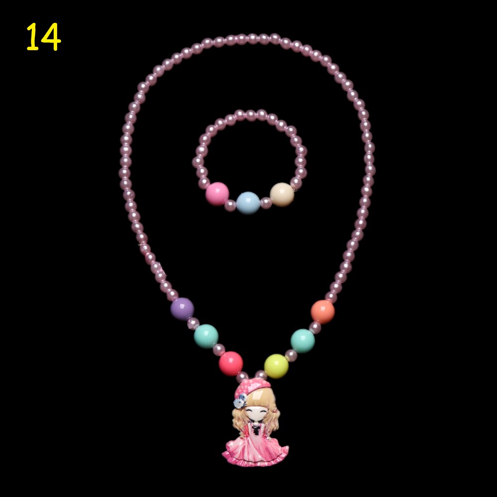 1 Set Prinses Meisje Ketting + Armband Kralen Speelgoed Vlinders Bloemen Baby Handgemaakte Ketting Kinderen Verjaardag Accessoires: 14