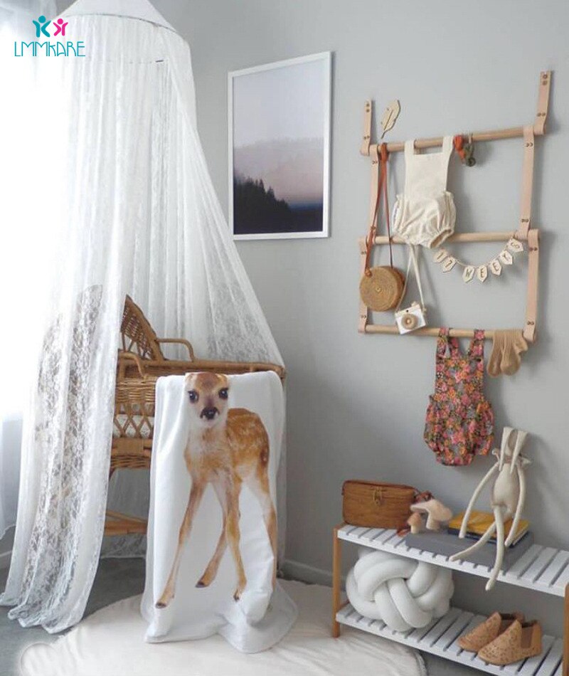 Red de algodón para cuna de bebé, cortina de cama con cúpula de encaje blanco, mosquitera, decoración para habitación de niños