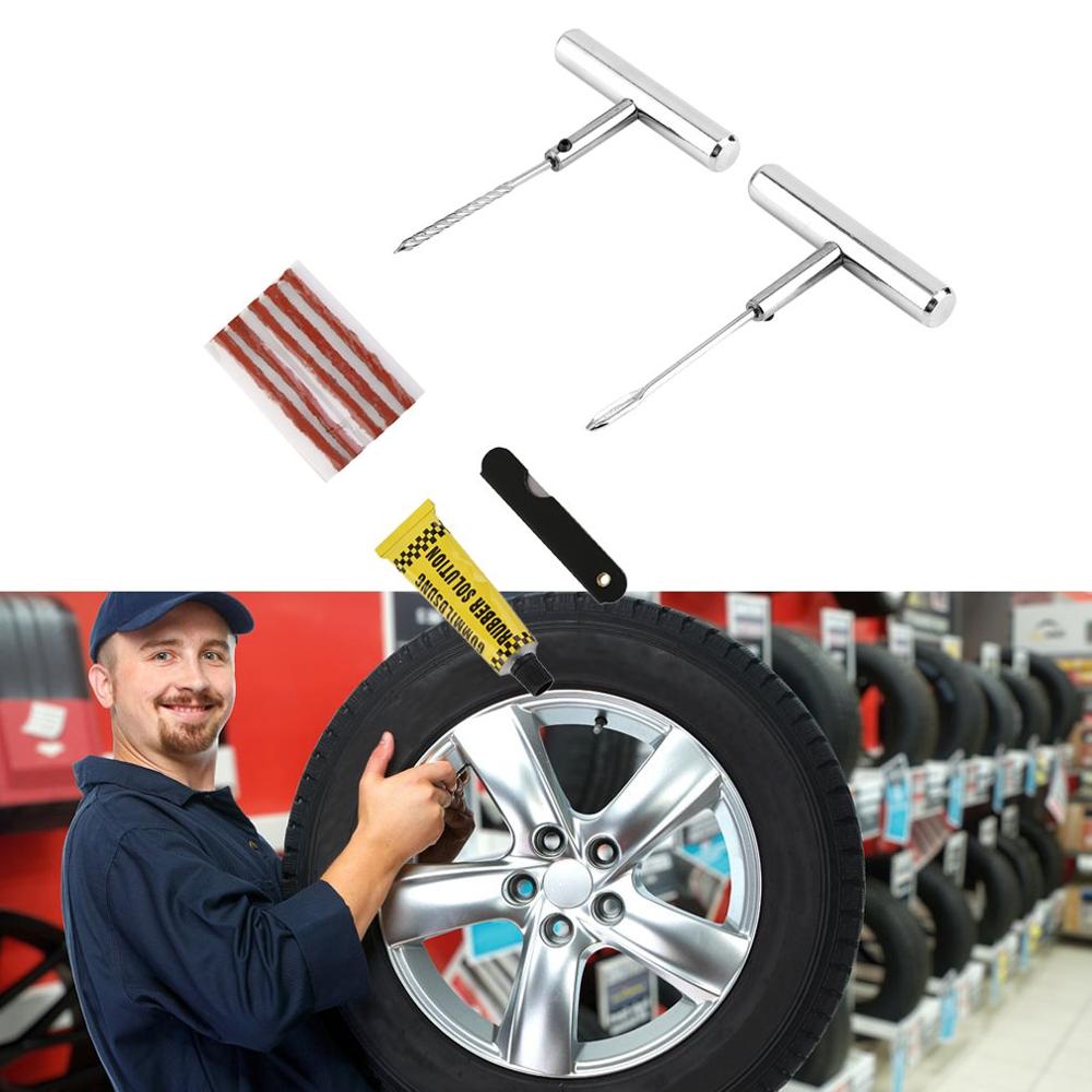 Useful Automobile Bike Tubeless Tire Repair Kit Tyre Puncture Car Tire Plug Repair Garage Tool Kit Accessories Set