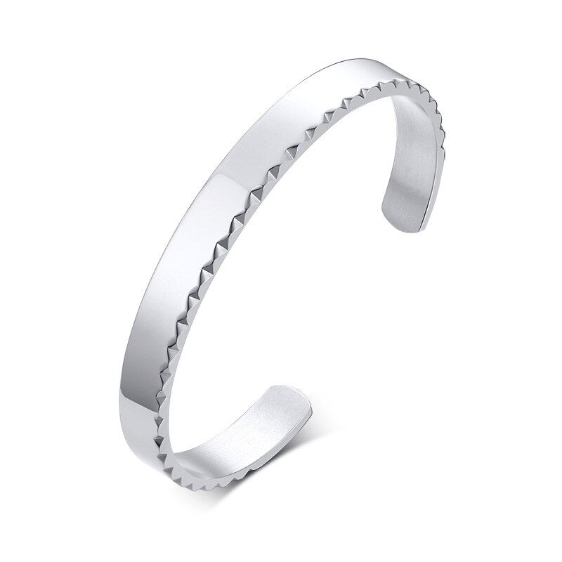 GETRIEBE MANSCHETTE ARMREIF FÜR MÄNNER EDELSTAHL ARMBAND: silver / Engravable