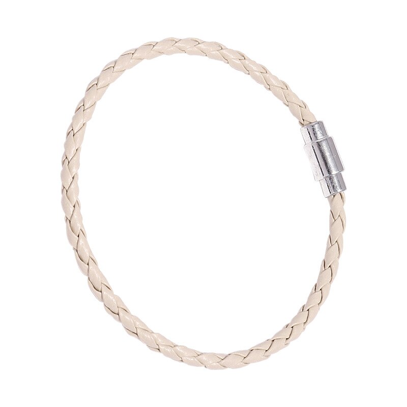 Theeleeshipin mænds armbånd brun sort flettet læder armbånd mænds magnetlås smykker 4 6mm: Mælkeagtig / 6mm