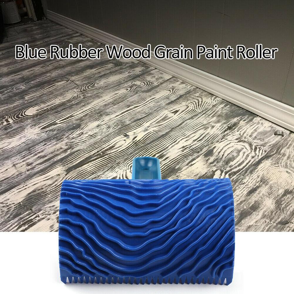 Grain Paint Roller Wall Graining Durable Diy Pattern Imitation Brush With Blue Tool Art Rubber Painting Decor Wood Handle N8C8